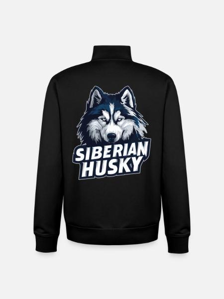 Siberian Husky Head Illustration - Unisex Organic Zip Sweatshirt by Stanley/Stella - black