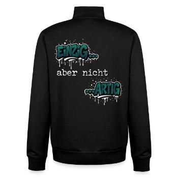Einzig… aber nicht …artig Einzigartig Spruch - Unisex Organic Zip Sweatshirt von Stanley/Stella - Schwarz - Hinten - AI Model Male 185 light (185cm)