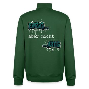 Einzig… aber nicht …artig Einzigartig Spruch - Unisex Organic Zip Sweatshirt von Stanley/Stella - Flaschengrün - Hinten - AI Model Male 185 dark (185cm)