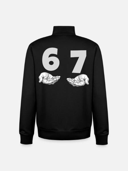 Rolig 67 Meme Händer Gen Alpha Humor - Unisex sweatshirt med dragkedja i ekologisk bomull Stanley/Stella - svart