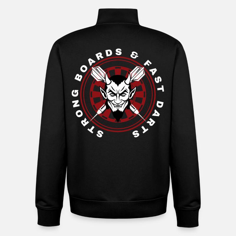 FLÉCHETTES, JEU DE FLÉCHETTES ET DIABLE - Sweat zippé unisexe en coton bio Stanley/Stella - noir