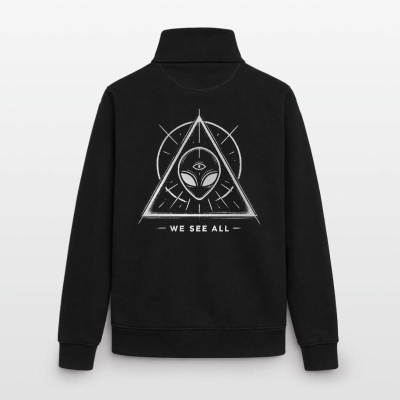 UFO Alien Eye Triangular Sigil Unisex Organic Zip Sweatshirt by Stanley/Stella