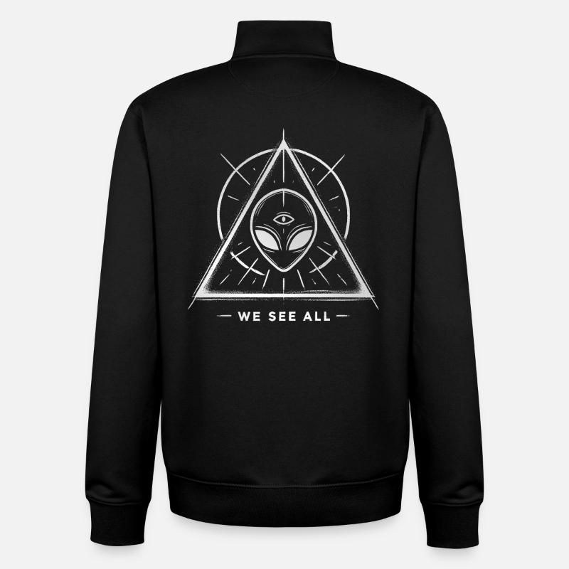 OVNI Alien Oeil Sigil Triangulaire - Sweat zippé unisexe en coton bio Stanley/Stella - noir