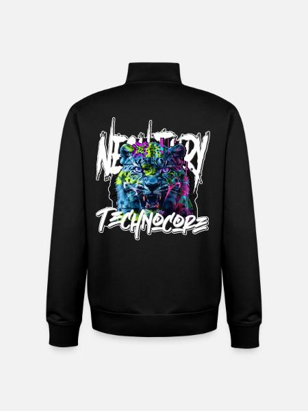 Neon-Fury-Leopard – Technocore-Rave-Streetwear - Unisex Organic Zip Sweatshirt von Stanley/Stella - Schwarz