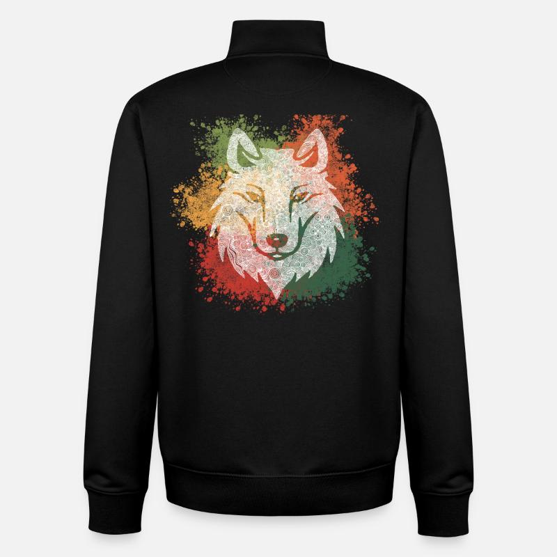 Zentangle Wolf - Unisex Organic Zip Sweatshirt von Stanley/Stella - Schwarz