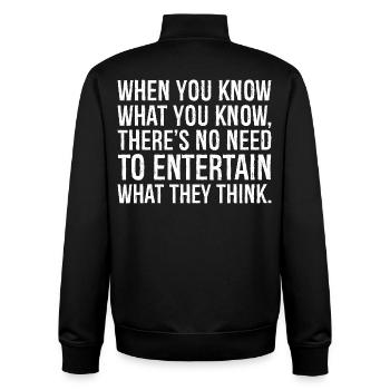 when you know what you know there's no need to - Unisex Organic Zip Sweatshirt von Stanley/Stella - Schwarz - Hinten - AI Model Male 185 light (185cm)