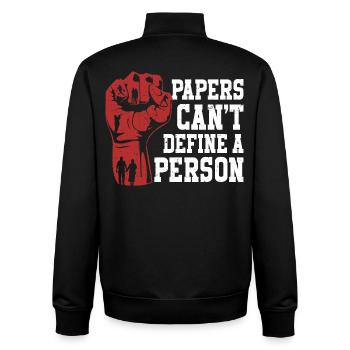 Les Humanity Papers ne peuvent pas définir une personne - Sweat zippé unisexe en coton bio Stanley/Stella - noir - Dos - AI Model Male 185 light (185cm)
