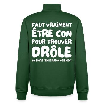 Ein Text, der einen Unterschied macht - Unisex Organic Zip Sweatshirt von Stanley/Stella - Flaschengrün - Hinten - AI Model Male 185 dark (185cm)