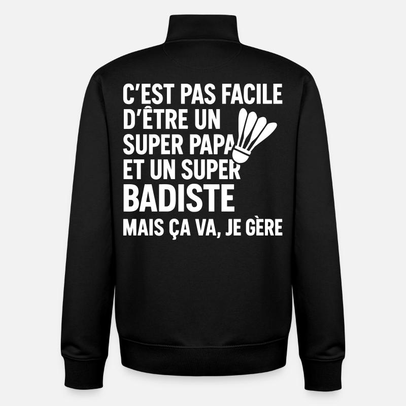 Badminton – Super Dad Badminon - Unisex Organic Zip Sweatshirt by Stanley/Stella - black