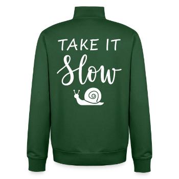 Prends ton temps Mach langsam mit Schnecke - Sweat zippé unisexe en coton bio Stanley/Stella - vert bouteille - Dos - AI Model Male 185 dark (185cm)