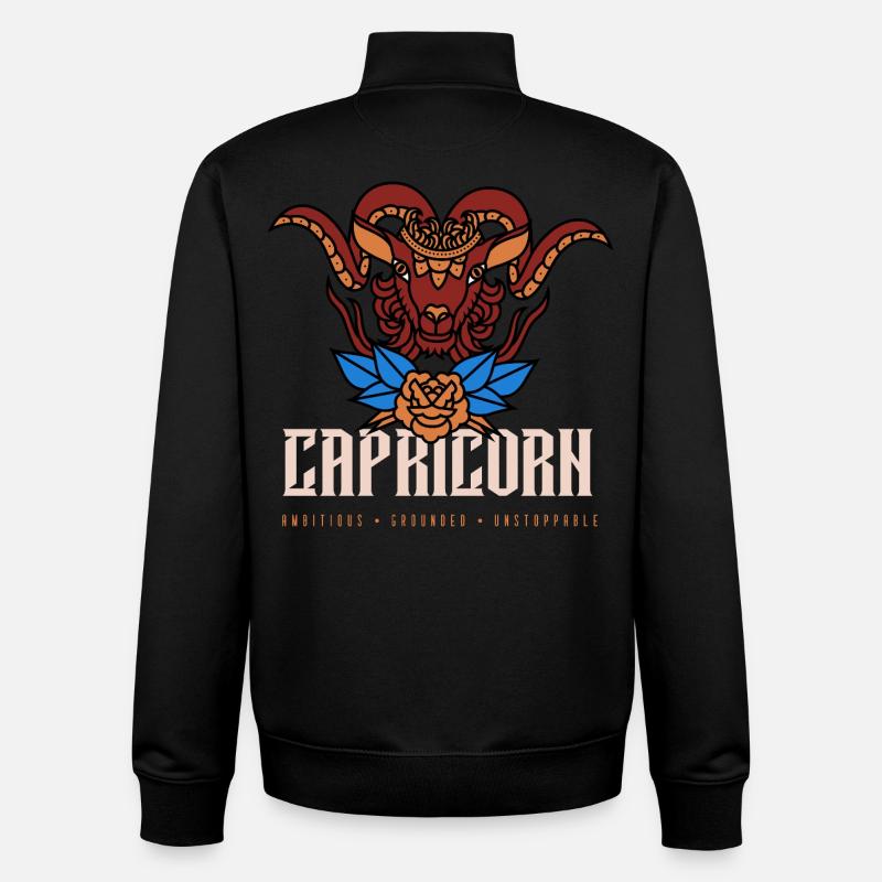 Capricorne - Sweat zippé unisexe en coton bio Stanley/Stella - noir