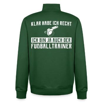 Fußballtrainer - Klar habe ich recht - Unisex Organic Zip Sweatshirt von Stanley/Stella - Flaschengrün - Hinten - AI Model Male 185 dark (185cm)