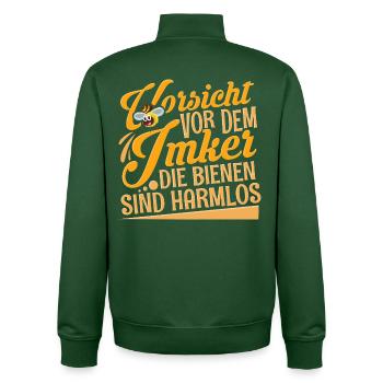 Imker - Unisex Organic Zip Sweatshirt von Stanley/Stella - Flaschengrün - Hinten - AI Model Male 185 dark (185cm)