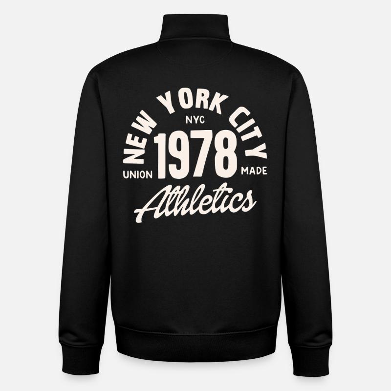Athlétisme rétro NYC 1978 - Sweat zippé unisexe en coton bio Stanley/Stella - noir