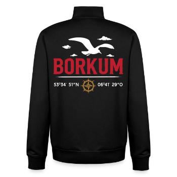 Nordsee Urlaub BORKUM INSEL Borkumer Lustiges - Unisex Organic Zip Sweatshirt von Stanley/Stella - Schwarz - Hinten - AI Model Male 185 light (185cm)