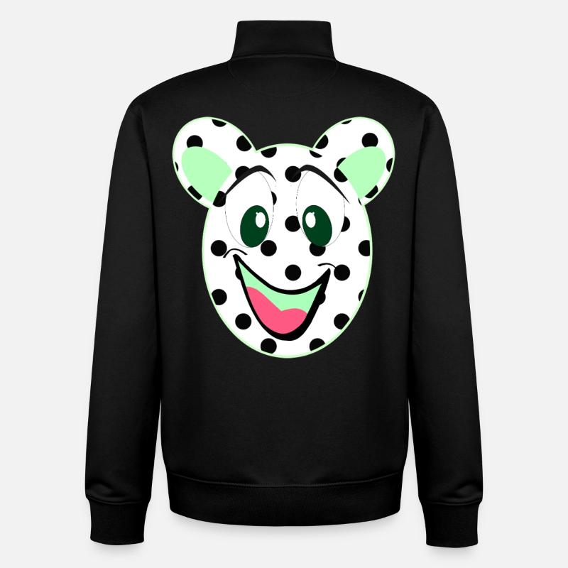 Laughing bear head with dots - Unisex Organic Zip Sweatshirt by Stanley/Stella - black