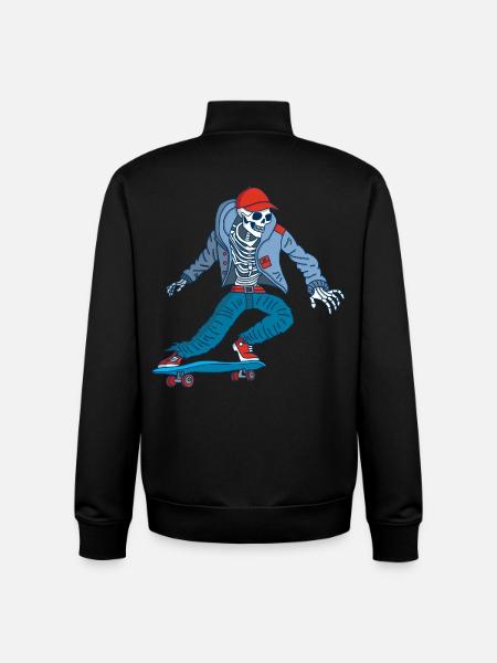 Skeleton on skateboard - Unisex Organic Zip Sweatshirt by Stanley/Stella - black