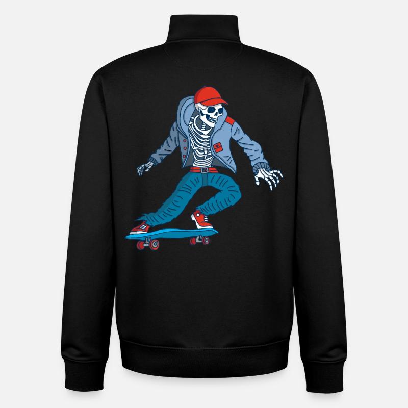 Skeleton on skateboard - Unisex Organic Zip Sweatshirt by Stanley/Stella - black