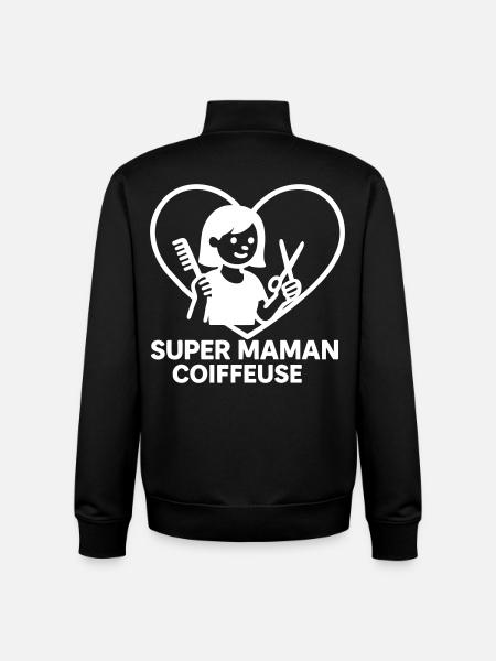 Super maman coiffeuse – Cœur coiffure - Sweat zippé unisexe en coton bio Stanley/Stella - noir