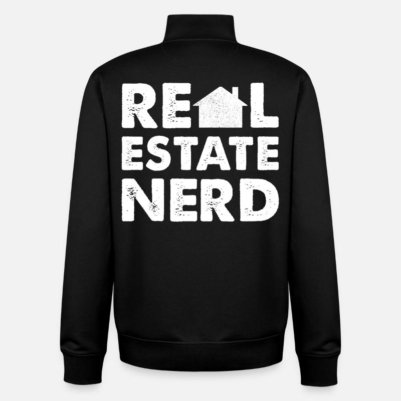 Nerd de l’immobilier - Sweat zippé unisexe en coton bio Stanley/Stella - noir