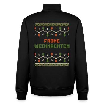 Joyeux Noël Décor en tricot style laid - Sweat zippé unisexe en coton bio Stanley/Stella - noir - Dos - AI Model Male 185 light (185cm)