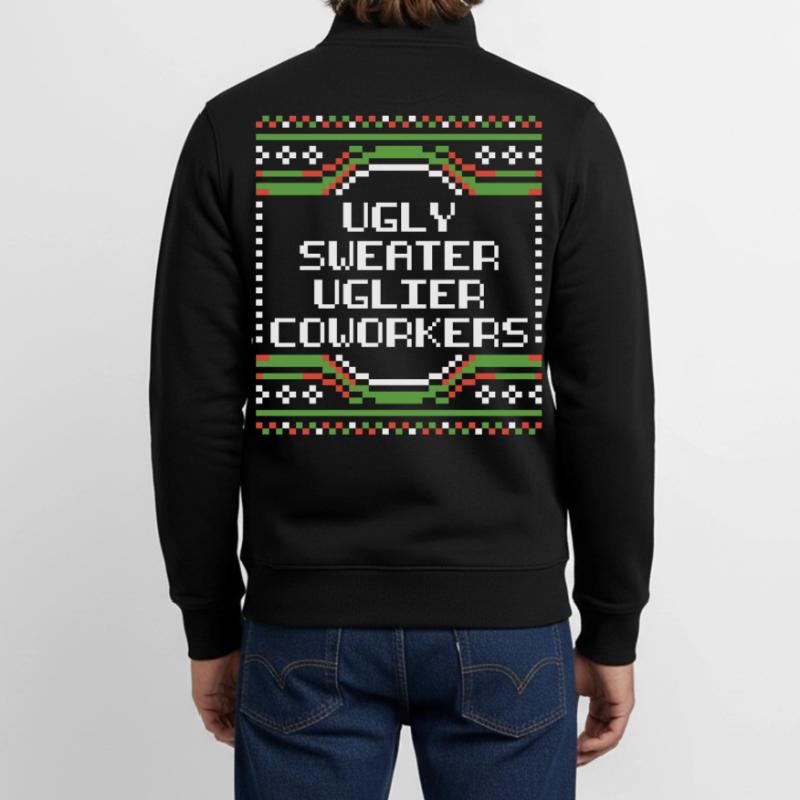 Pull de Noël moche de bureau Pull humoristique de bureau Sweat zippé unisexe en coton bio Stanley/Stella