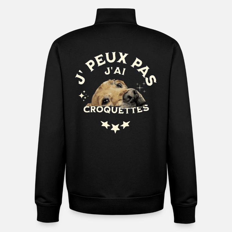 J'peux pas j'ai croquettes - Sweat zippé unisexe en coton bio Stanley/Stella - noir