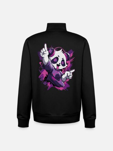 Party Panda Music Fun - Unisex Organic Zip Sweatshirt by Stanley/Stella - black