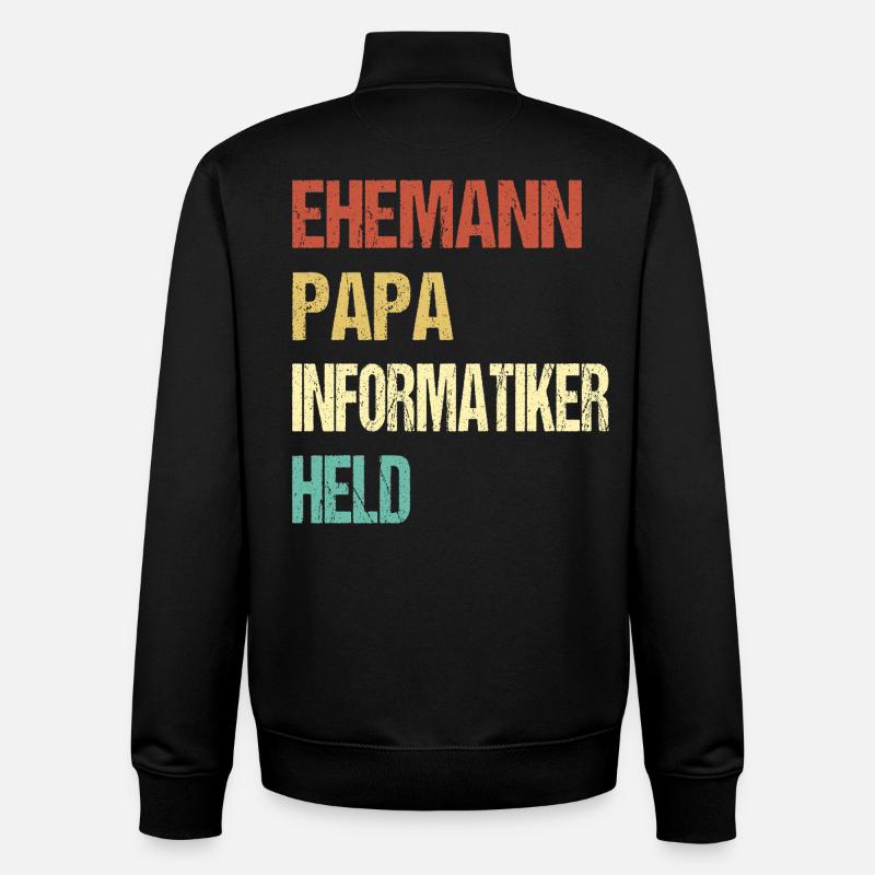 papa informaticien - Sweat zippé unisexe en coton bio Stanley/Stella - noir