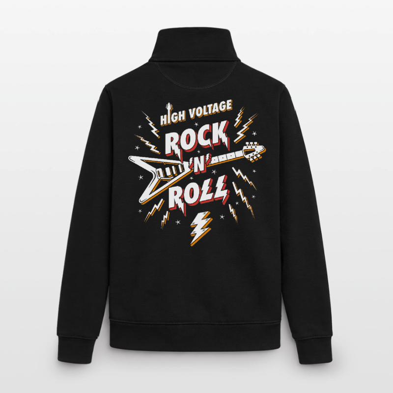 High Voltage Rock N Roll Guitar Unisex Organic Zip Sweatshirt by Stanley/Stella
