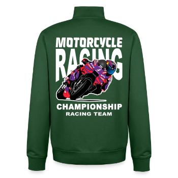 Championnat par équipes de course moto - Sweat zippé unisexe en coton bio Stanley/Stella - vert bouteille - Dos - AI Model Male 185 dark (185cm)