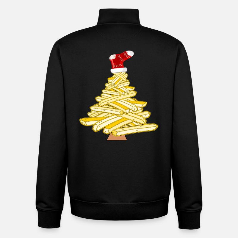 Frites sapin de Noël - Sweat zippé unisexe en coton bio Stanley/Stella - noir