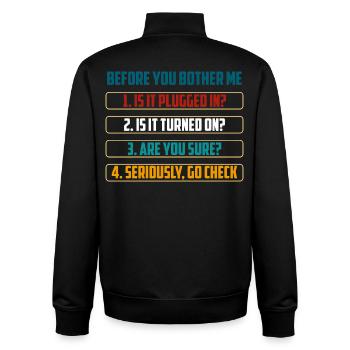 Before You Bother Me Tech Checks - Unisex Organic Zip Sweatshirt by Stanley/Stella - black - Back - AI Model Male 185 light (185cm)