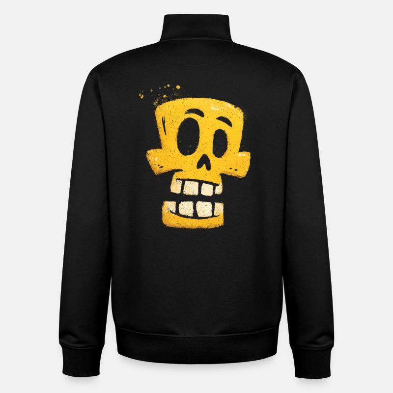 Sourire squelette jaune de graffiti - Sweat zippé unisexe en coton bio Stanley/Stella - noir