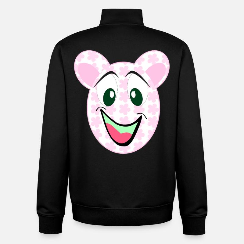 Bear Floral Pattern Smile - Unisex Organic Zip Sweatshirt by Stanley/Stella - black