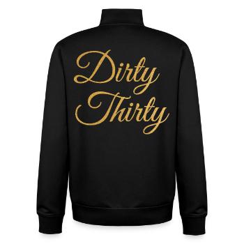 Dirty Thirty Flirty DTF 30th Birthday - Unisex Organic Zip Sweatshirt by Stanley/Stella - black - Back - AI Model Male 185 light (185cm)