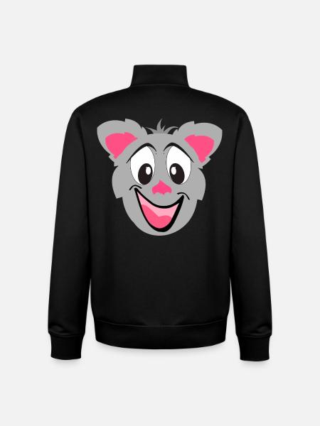 Gray Kawaii Cat Cartoon Face - Unisex Organic Zip Sweatshirt by Stanley/Stella - black