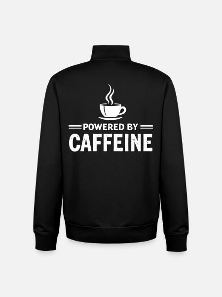 Powered By Caffeine Coffee Saying Energy - Unisex Organic Zip Sweatshirt by Stanley/Stella - black