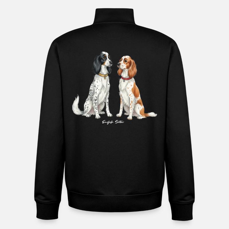 Illustration du setter anglais - Sweat zippé unisexe en coton bio Stanley/Stella - noir