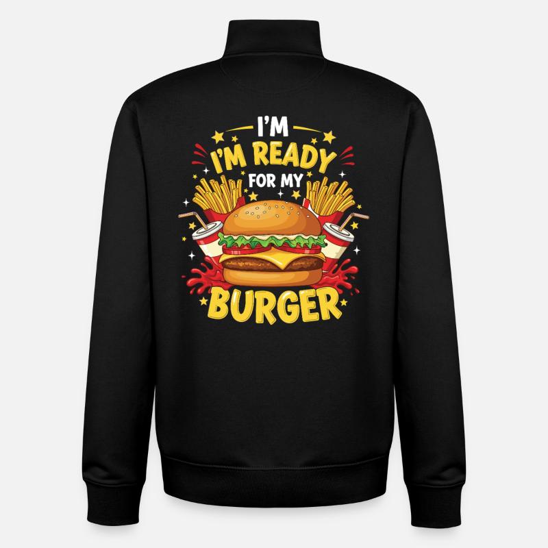 Burger Hamburger - Sweat zippé unisexe en coton bio Stanley/Stella - noir