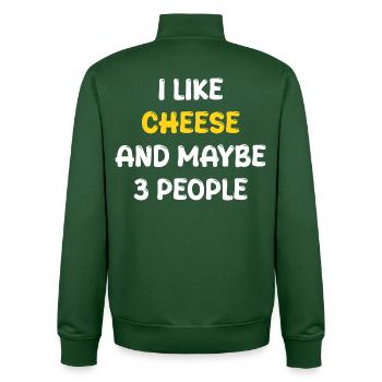 J’aime le fromage et peut-être trois personnes - Sweat zippé unisexe en coton bio Stanley/Stella - vert bouteille - Dos - AI Model Male 185 dark (185cm)