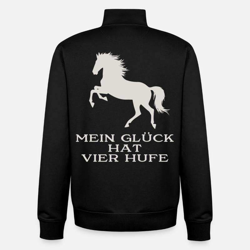 Mein Glück hat vier Hufe - Unisex Organic Zip Sweatshirt von Stanley/Stella - Schwarz