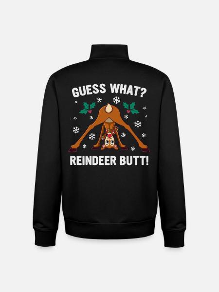Guess What Rentier Hintern Weihnachtswitz - Unisex Organic Zip Sweatshirt von Stanley/Stella - Schwarz