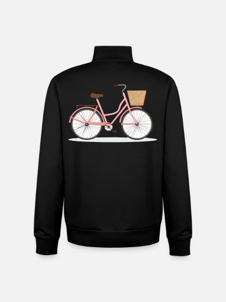 Pink Bicycle with Basket - Unisex Organic Zip Sweatshirt by Stanley/Stella - black