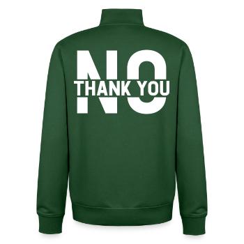 No Thank You - Unisex Organic Zip Sweatshirt von Stanley/Stella - Flaschengrün - Hinten - AI Model Male 185 dark (185cm)