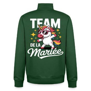 Brautteam Humor Junggesellinnenabschied Einhorngeschenk - Unisex Organic Zip Sweatshirt von Stanley/Stella - Flaschengrün - Hinten - AI Model Male 185 dark (185cm)