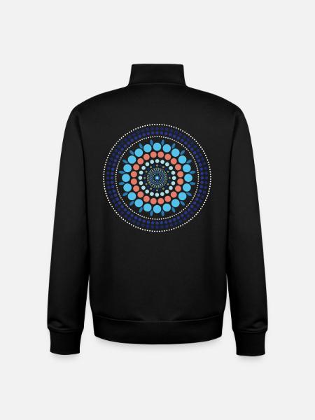 Blue Gradient Dot Mandala - Unisex Organic Zip Sweatshirt by Stanley/Stella - black