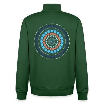 Blue Gradient Dot Mandala - Unisex Organic Zip Sweatshirt von Stanley/Stella - Flaschengrün - Hinten - AI Model Male 185 dark (185cm)