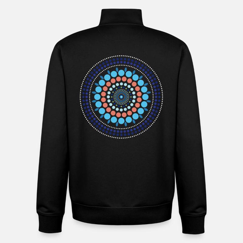 Blue Gradient Dot Mandala - Unisex Organic Zip Sweatshirt by Stanley/Stella - black