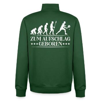 Padel racket BORN TO SERVE Fun - Unisex Organic Zip Sweatshirt by Stanley/Stella - bottle green - Back - AI Model Male 185 dark (185cm)